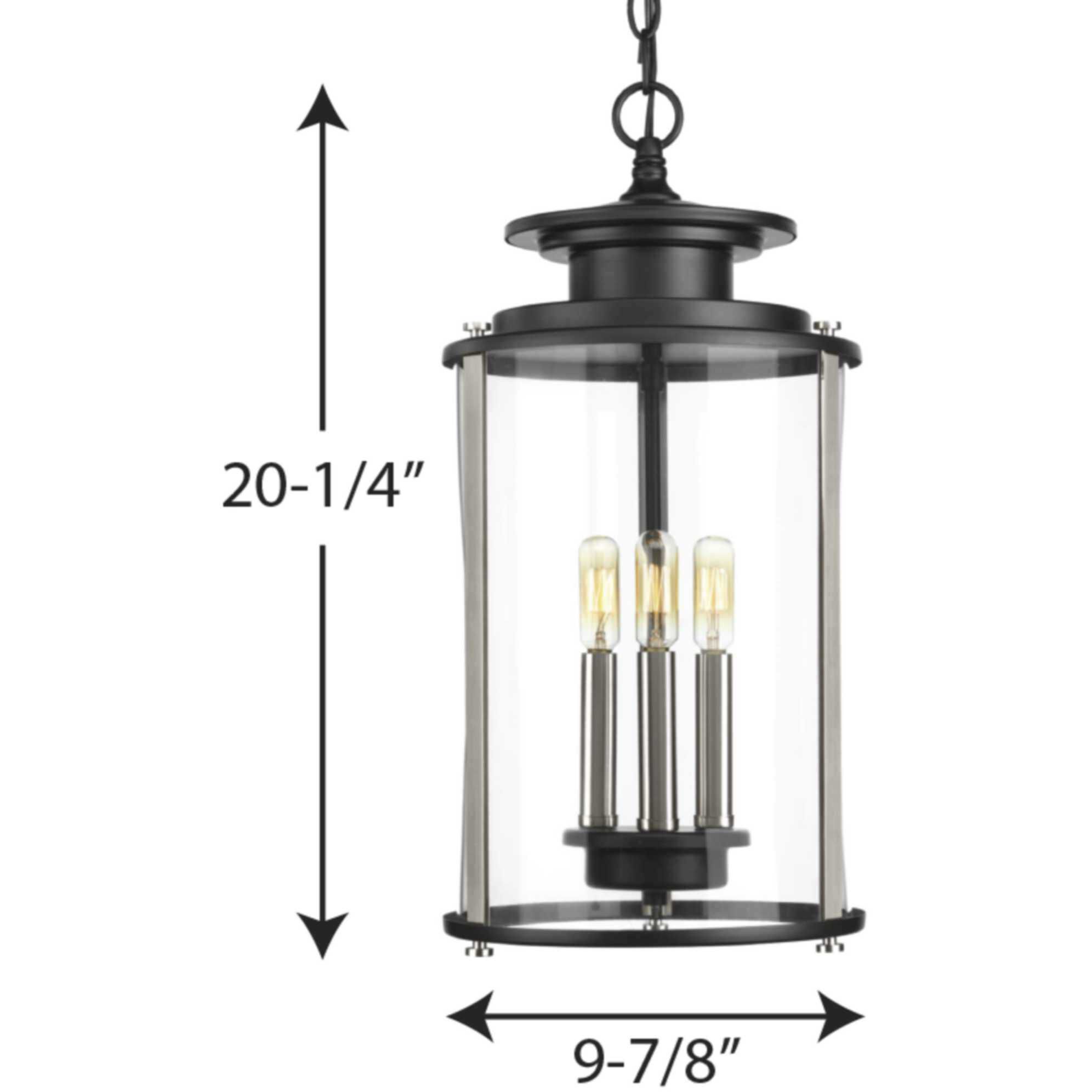 Squire 3 Light 9.88 inch Matte Black Outdoor Hanging Lantern