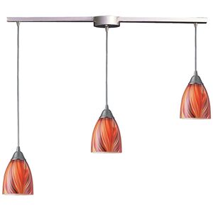 Arco Baleno 3 Light 36 inch Satin Nickel Mini Pendant Ceiling Light in Multi Glass