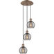 Ballston Athens Deco Swirl 3 Light 12.38 inch Antique Copper Cord Hung Multi Pendant Ceiling Light