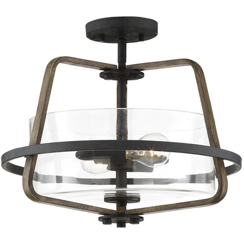 Ryder 2 Light 17 inch Forged Black Semi-Flush Ceiling Light