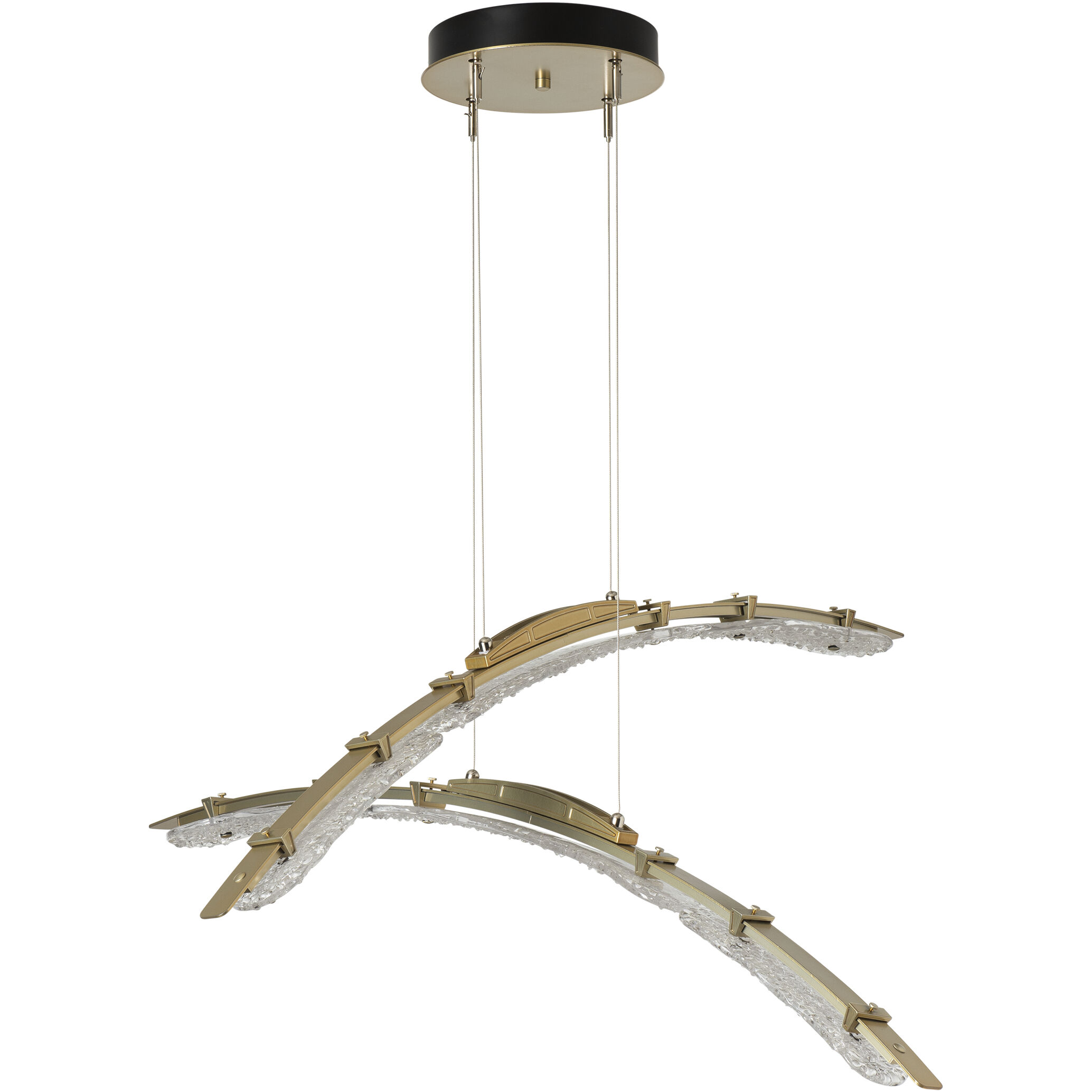 Glissade LED 43.5 inch Modern Brass Double Pendant Ceiling Light, Large
