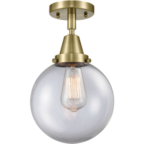 Franklin Restoration Beacon 1 Light 8 inch Antique Brass Flush Mount Ceiling Light in Clear Glass
