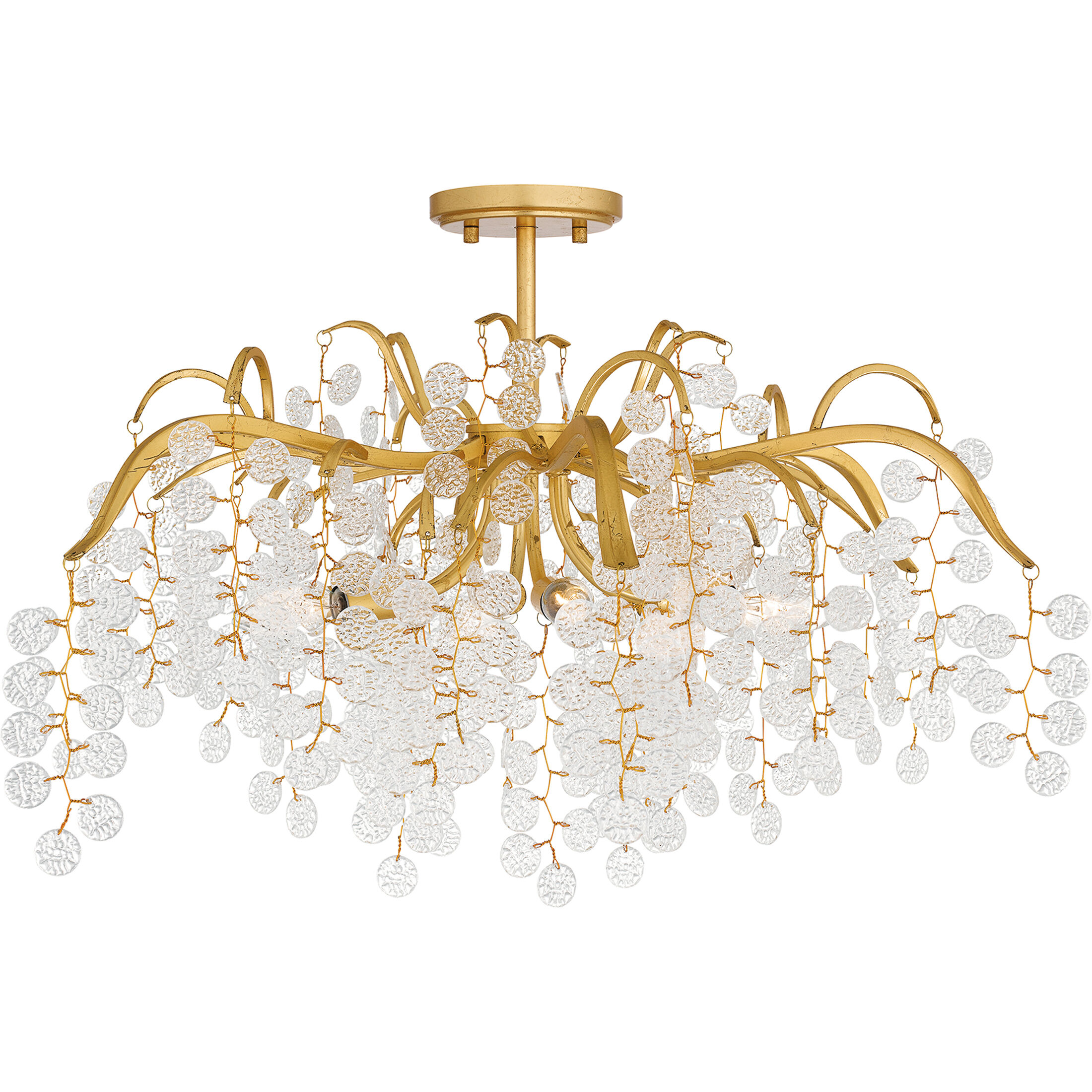 Maple 6 Light 29 inch Gold Leaf Semi-Flush Mount Ceiling Light, Extra Large