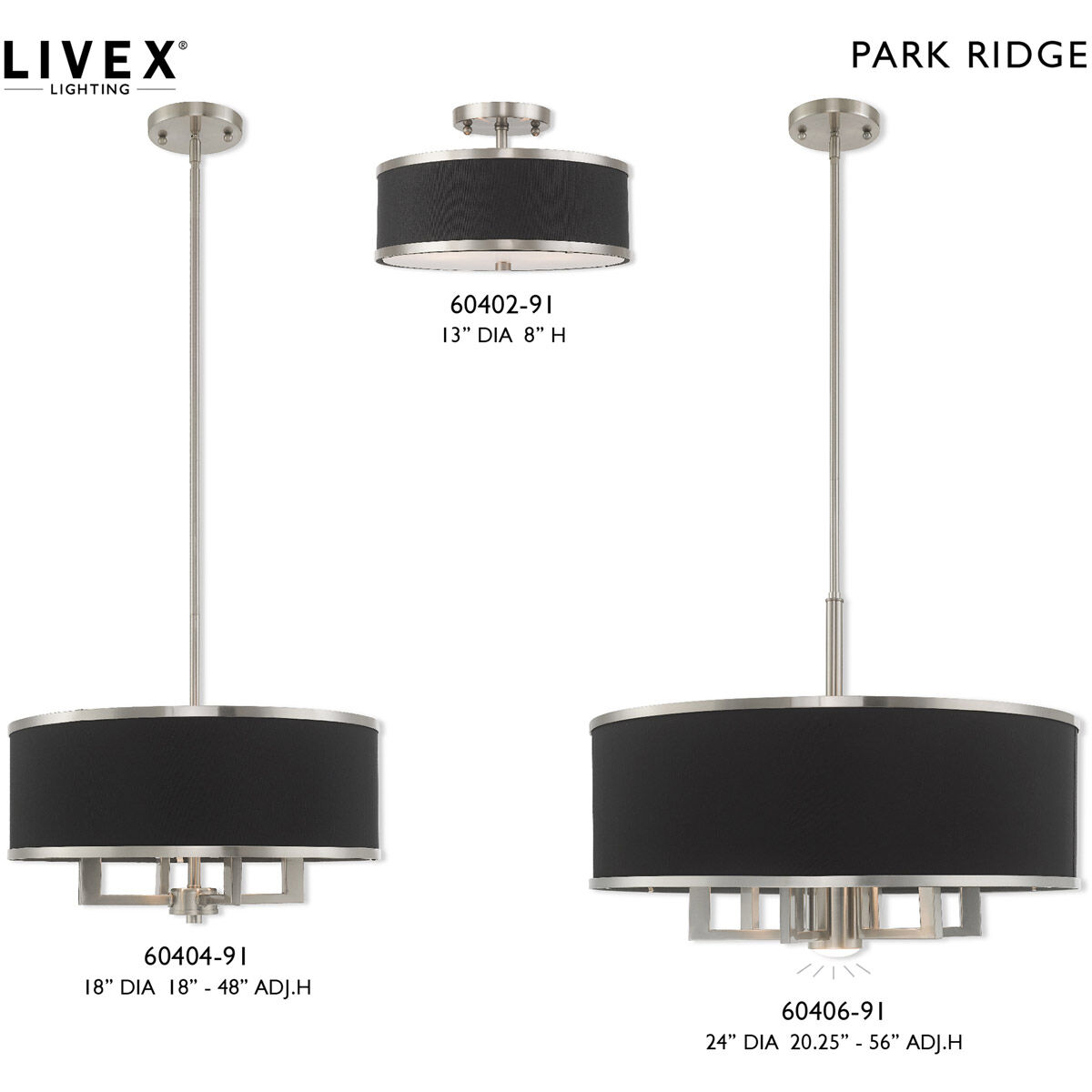 Park Ridge 2 Light 13 inch Brushed Nickel Semi-Flush Mount Ceiling Light 