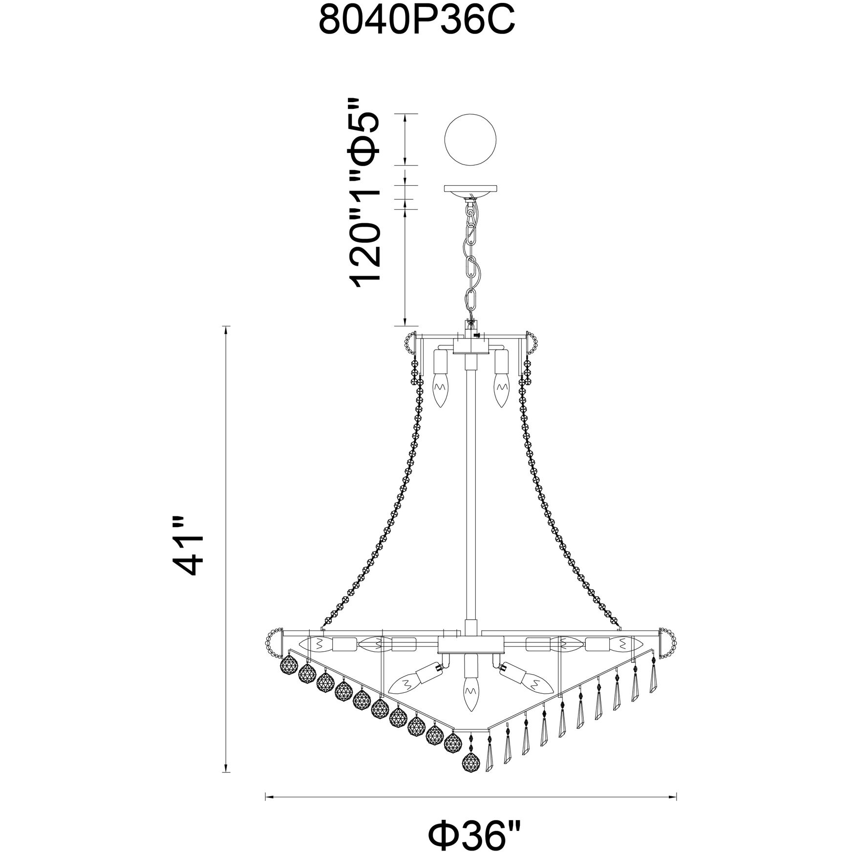 Kingdom 20 Light 36 inch Chrome Down Chandelier Ceiling Light