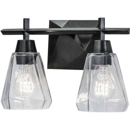 Arctic 2 Light 12.5 inch Acid Dipped Black with Clear Vanity Light Wall Light