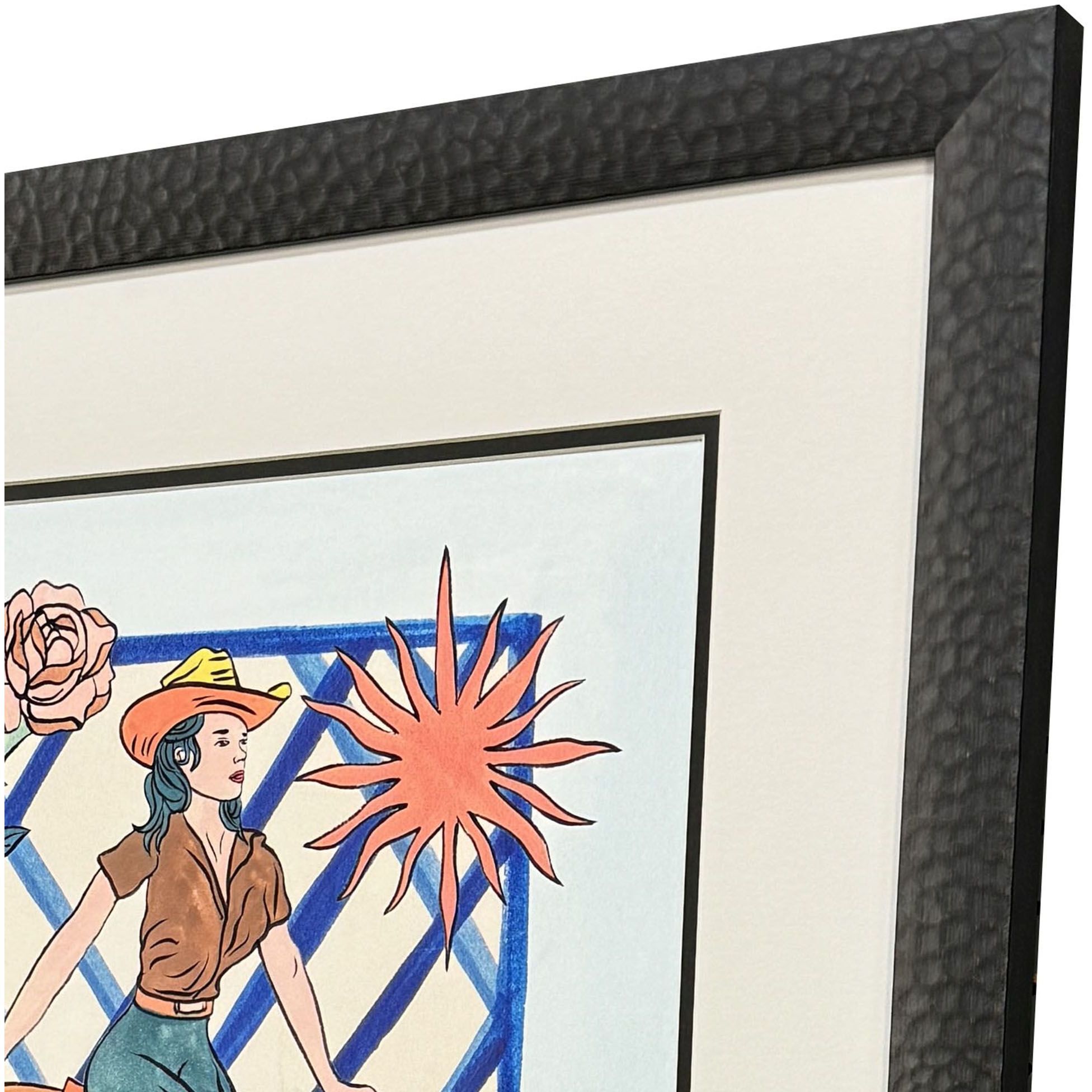 Range Rider Brown and Blue and Red Framed Art
