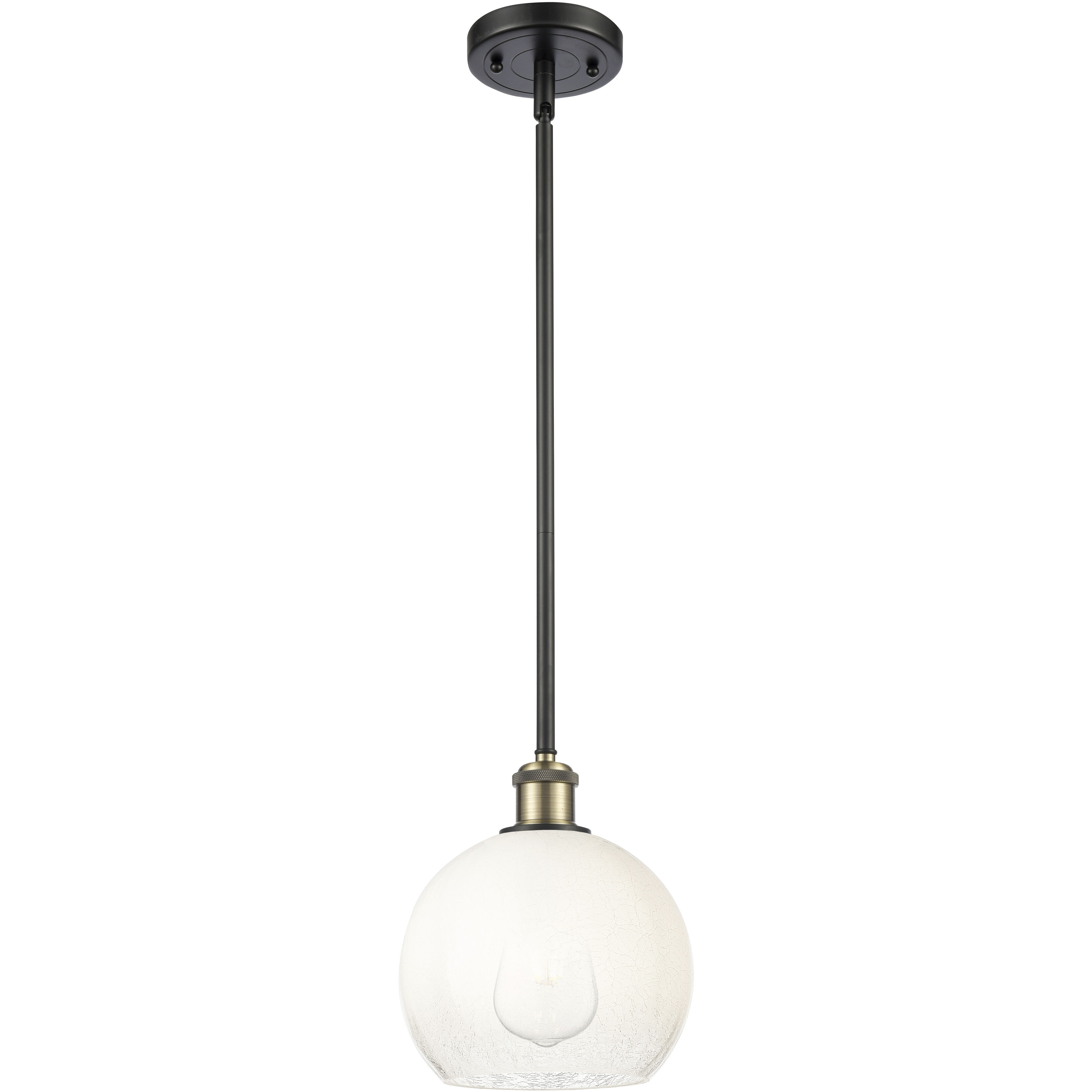 Ballston Brookhaven Globe 1 Light 7.88 inch Black Antique Brass Mini Pendant Ceiling Light in Opal Glass