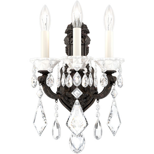 La Scala 3 Light 7.5 inch Heirloom Bronze Wall Sconce Wall Light in Heritage, Heirloom Bronze Cast