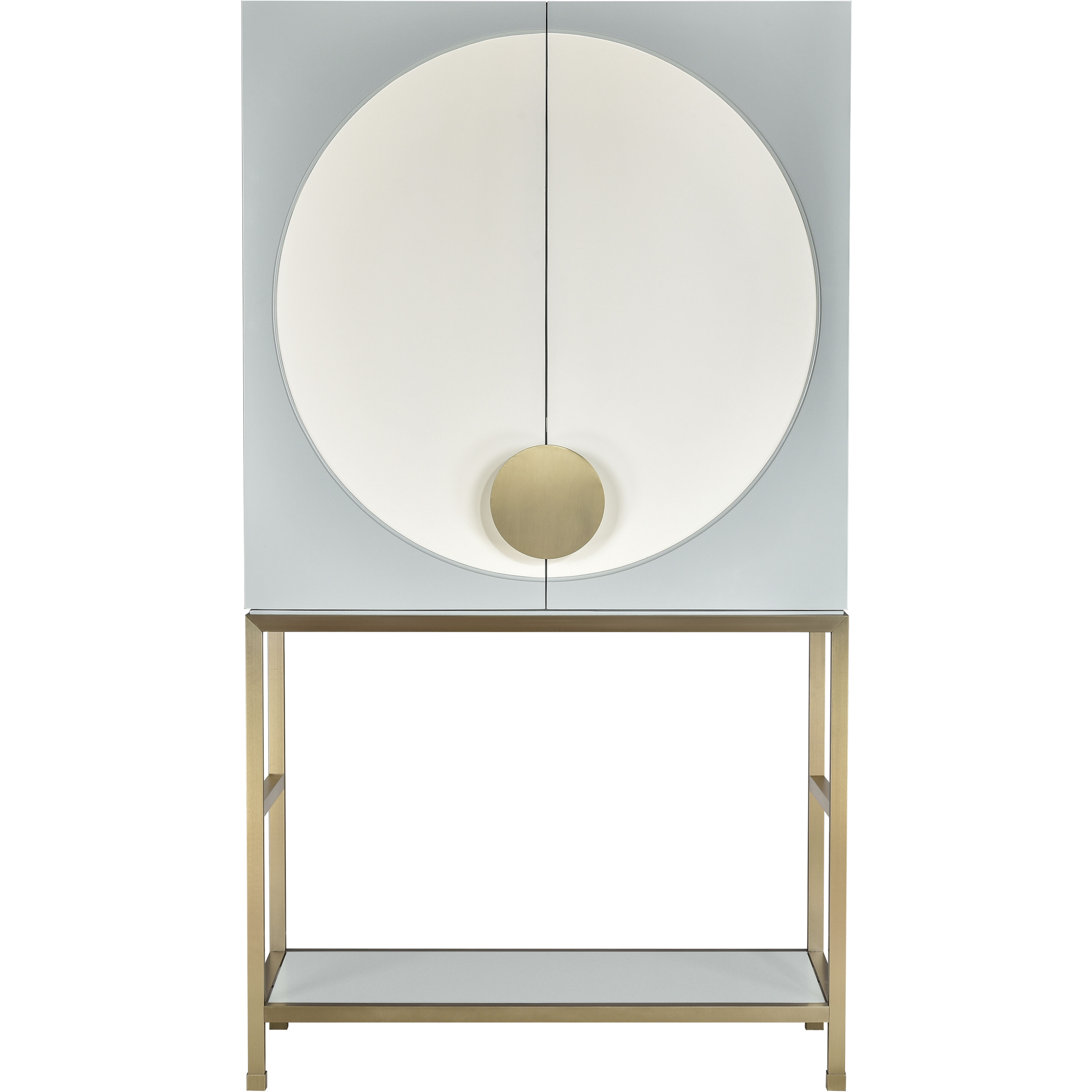 Gabe Light Blue with Brass Bar Cabinet