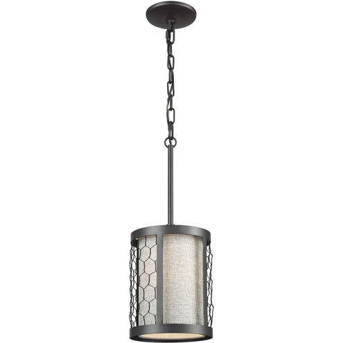 Filmore 1 Light 9 inch Oil Rubbed Bronze with White Mini Pendant Ceiling Light