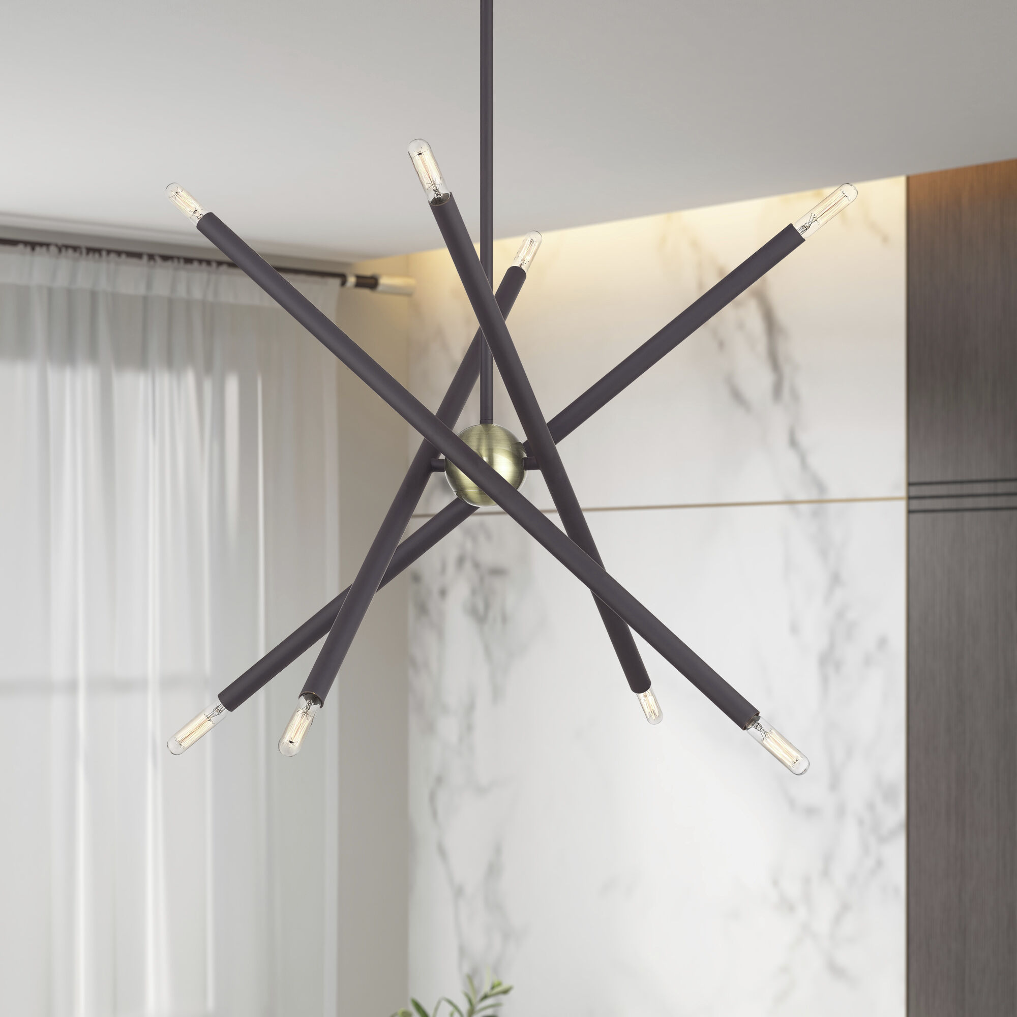 Soho 8 Light 24 inch Bronze with Antique Brass Accents Chandelier Ceiling Light