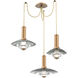 Cirrus LED 17 inch Novel Brass Swag Multi-Pendant Chandelier Ceiling Light in 3000K LED, Smoke Granite