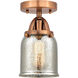 Nouveau 2 Small Bell 1 Light 5 inch Antique Copper Semi-Flush Mount Ceiling Light in Silver Plated Mercury Glass