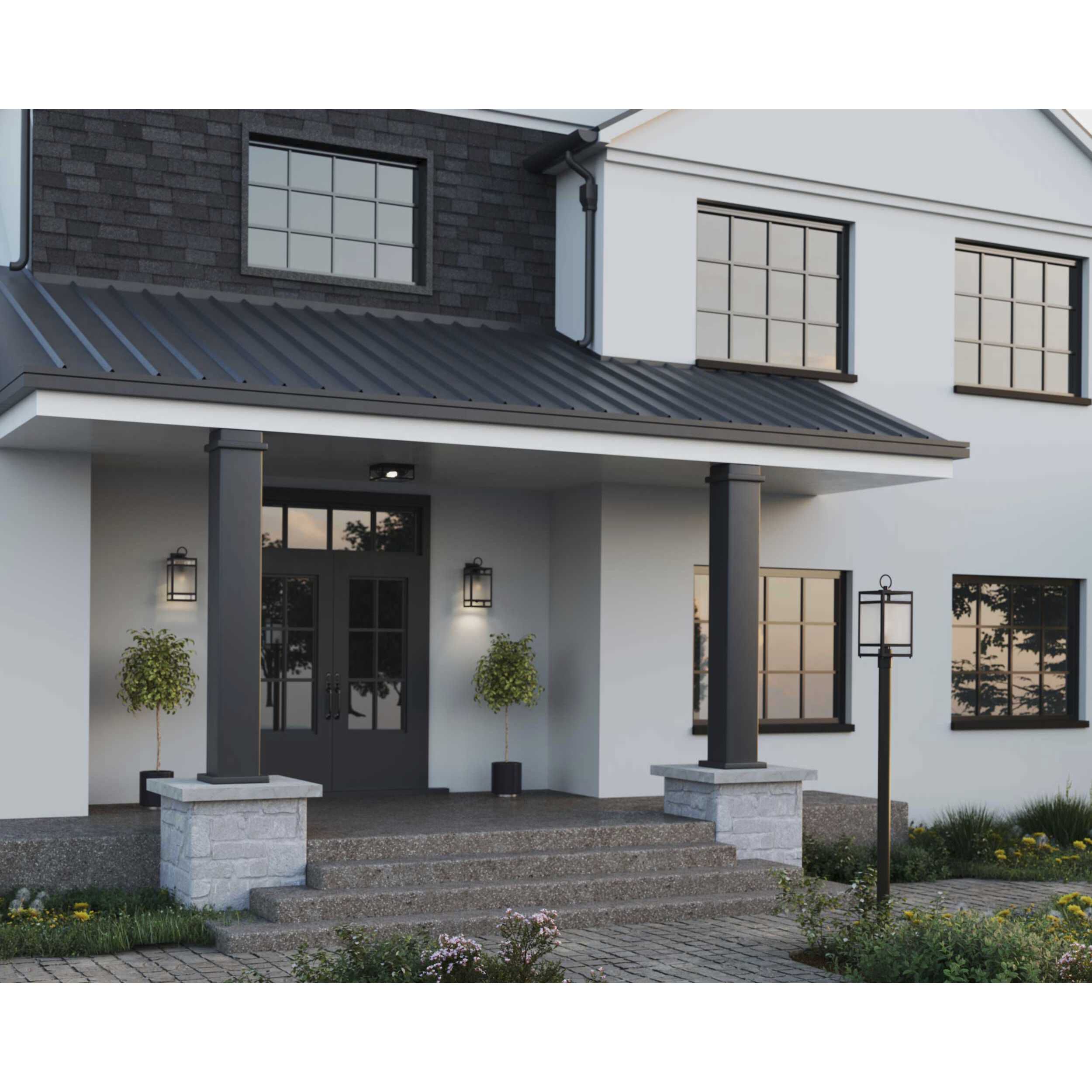 Parrish 2 Light 11 inch Matte Black Outdoor Flush Mount