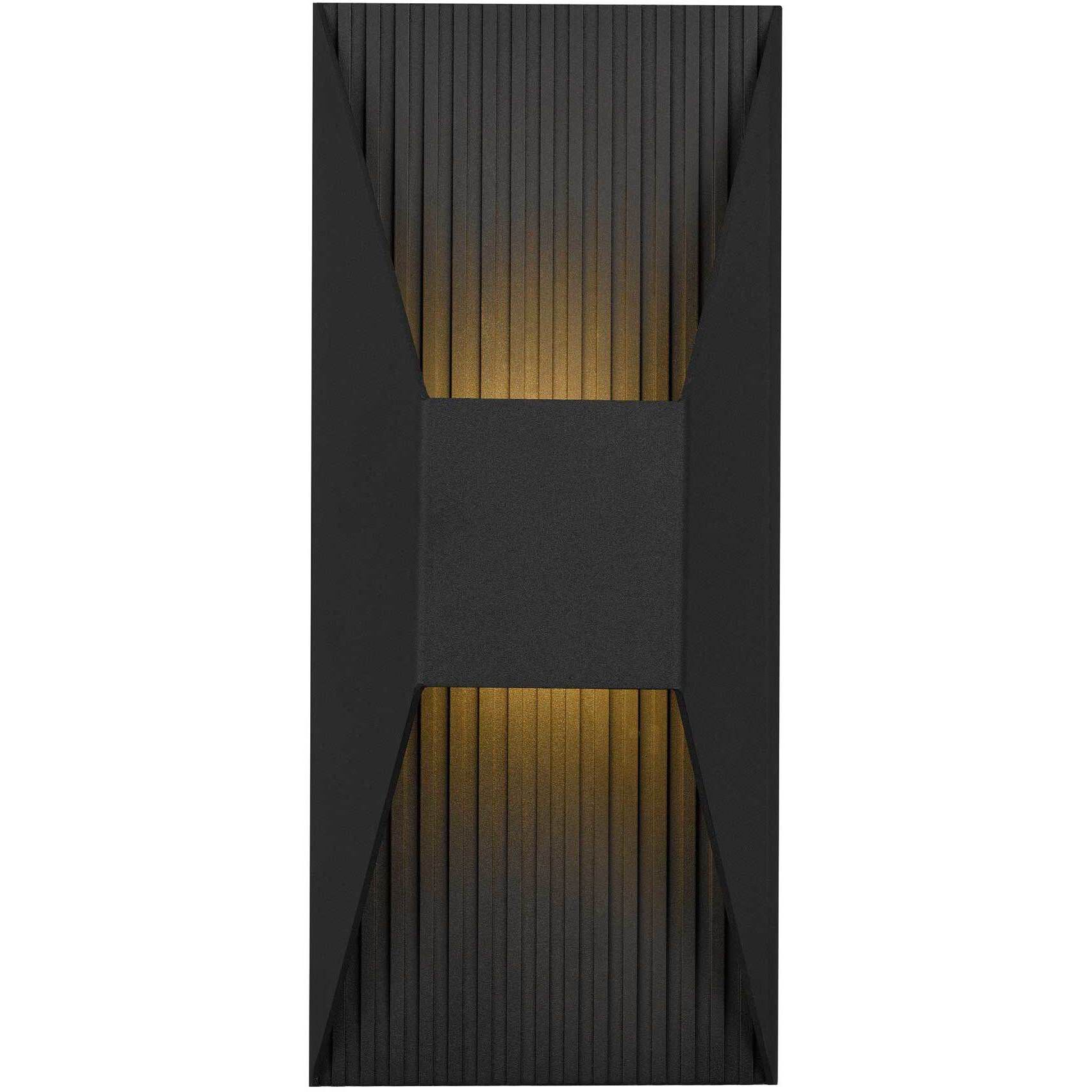Ribbed LED 12 inch Sand Black Outdoor Wall Sconce