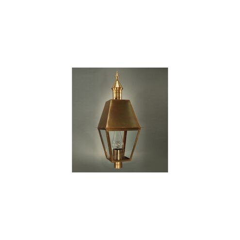 Boston 1 Light 38 inch Antique Brass Post Lamp in Clear Glass, One 75W Medium with Chimney