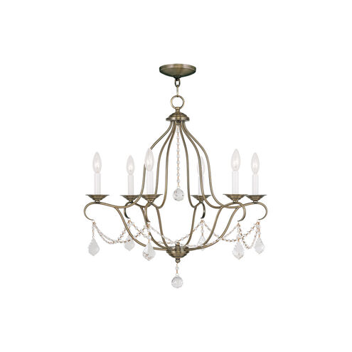 Chesterfield 6 Light 25 inch Antique Brass Chandelier Ceiling Light