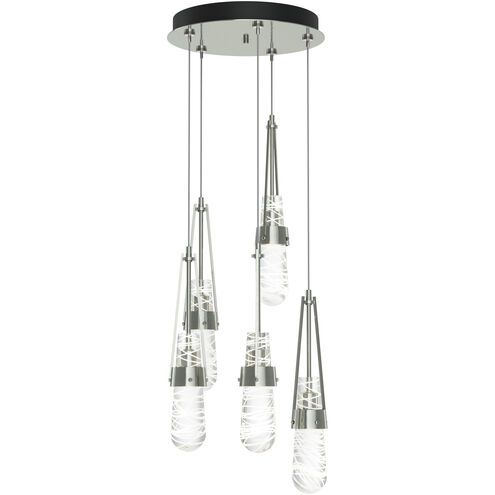 Link 5 Light 13 inch Sterling Mini Pendant Ceiling Light in Clear with White Threading