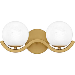 Spherical 2 Light 14.5 inch Aged Brass Bath Light Wall Light, Medium