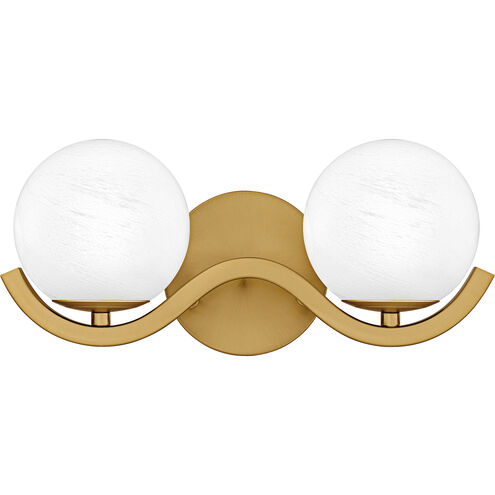 Spherical 2 Light 14.5 inch Aged Brass Bath Light Wall Light, Medium