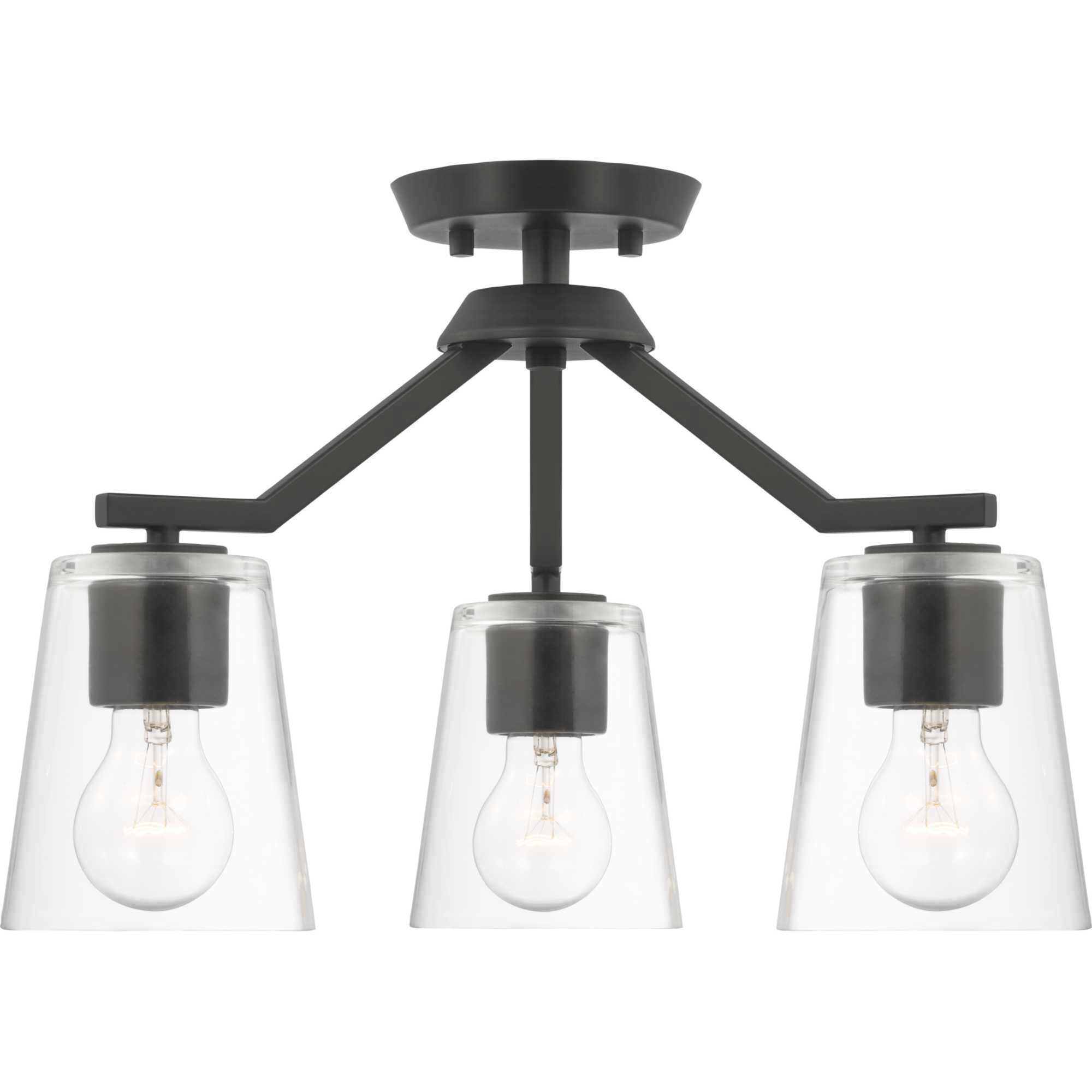 Vertex 3 Light 18 inch Matte Black Convertible Chandelier Ceiling Light