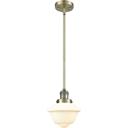Franklin Restoration Oxford 1 Light 7.5 inch Antique Brass Mini Pendant Ceiling Light in Incandescent, Matte White, Franklin Restoration