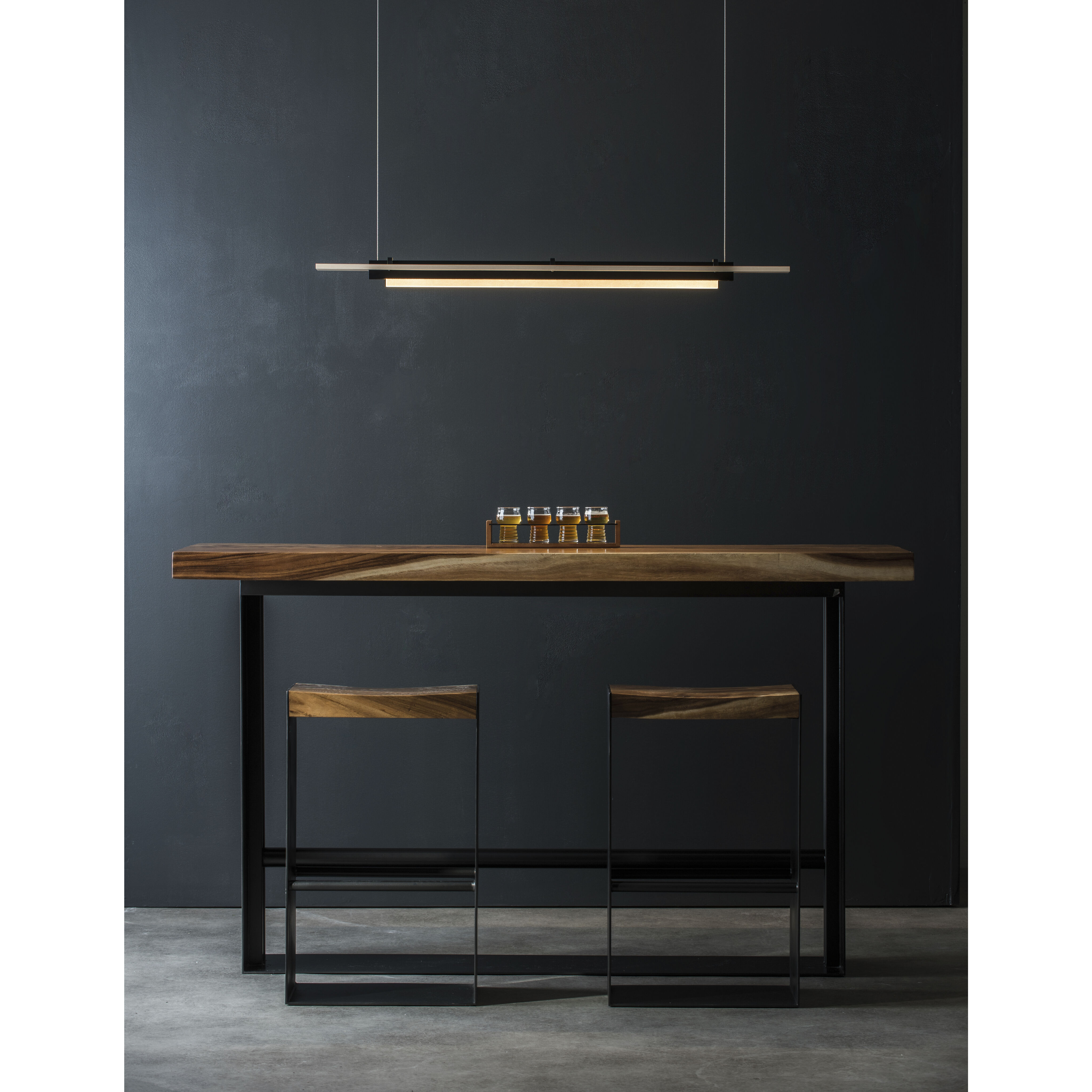 Plank LED 48 inch Black and Maple Wood Accent Pendant Ceiling Light in Black/Maple Wood