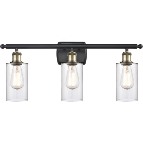 Ballston Clymer LED 26 inch Black Antique Brass Bath Vanity Light Wall Light in Clear Glass, Ballston