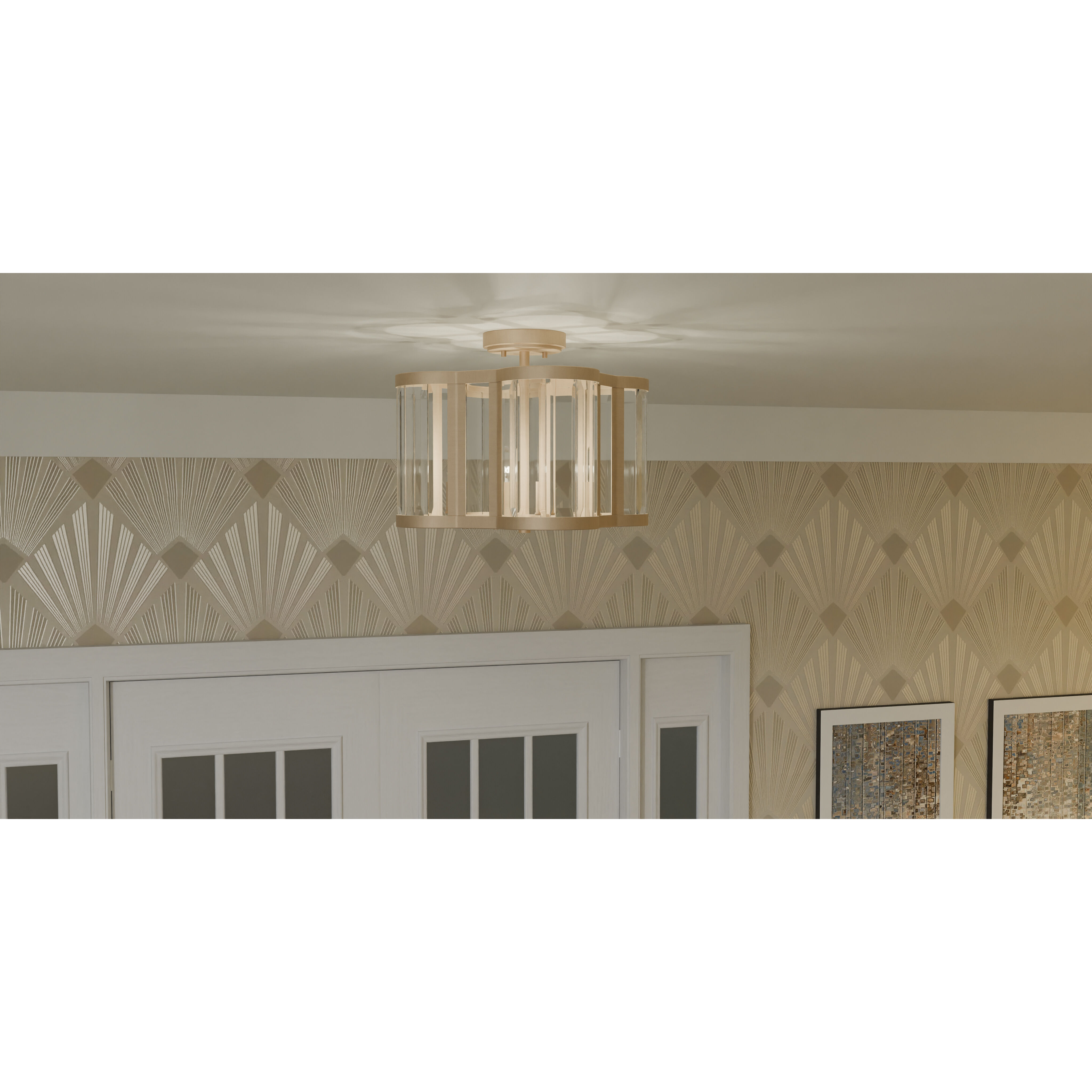 Renee 4 Light 15 inch Bronze Gold Semi-Flush Mount Ceiling Light