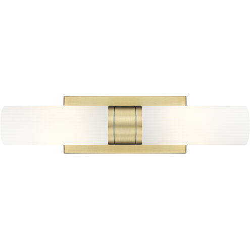 Ballston Urban 2 Light 18 inch Brushed Brass Bath Vanity Light Wall Light in Striped White Glass