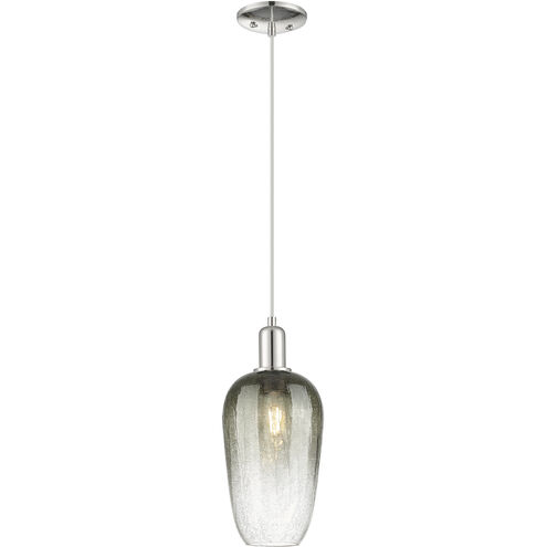 Downtown Urban Brookhaven Flute 1 Light 7 inch Polished Nickel Mini Pendant Ceiling Light in Slate Glass