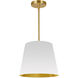 Oversized Drum 1 Light 14 inch Polished Chrome Pendant Ceiling Light in White/Gold Jewel Tone, Small