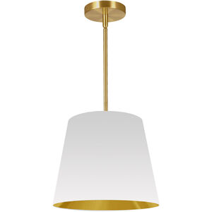 Oversized Drum 1 Light 14 inch Polished Chrome Pendant Ceiling Light in White/Gold Jewel Tone, Small
