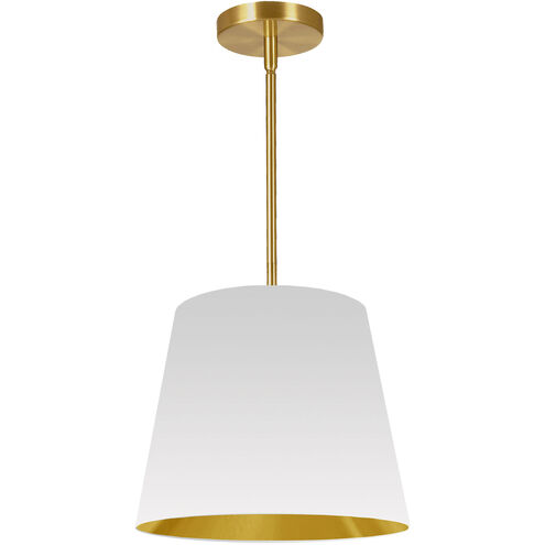 Oversized Drum 1 Light 14 inch Aged Brass Pendant Ceiling Light in White/Gold Jewel Tone, Small