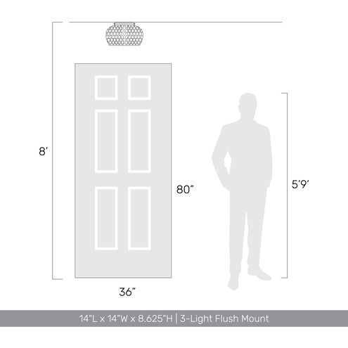 Adeline 3 Light 14 inch Matte Black Flush Mount Ceiling Light