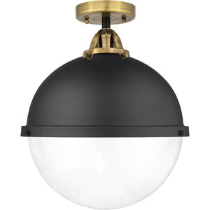 Nouveau 2 Hampden 1 Light 13 inch Black Antique Brass and Matte Black Semi-Flush Mount Ceiling Light in Clear Glass