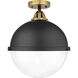 Nouveau 2 Hampden 1 Light 13 inch Black Antique Brass and Matte Black Semi-Flush Mount Ceiling Light in Clear Glass