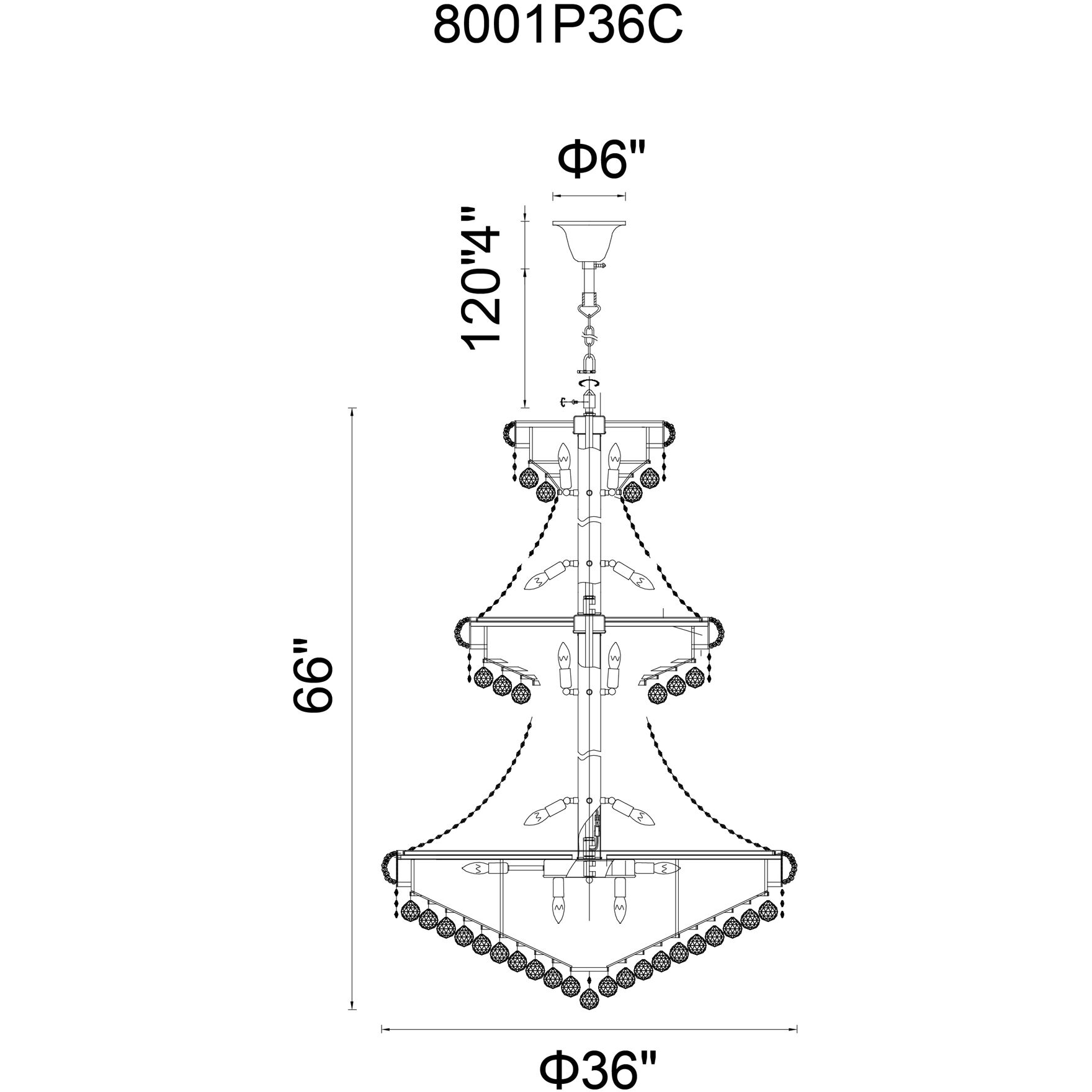 Empire 34 Light 36 inch Gold Down Chandelier Ceiling Light