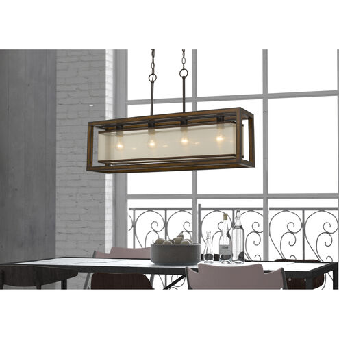 Signature 4 Light 36 inch Rubber Wood Island Chandelier Ceiling Light
