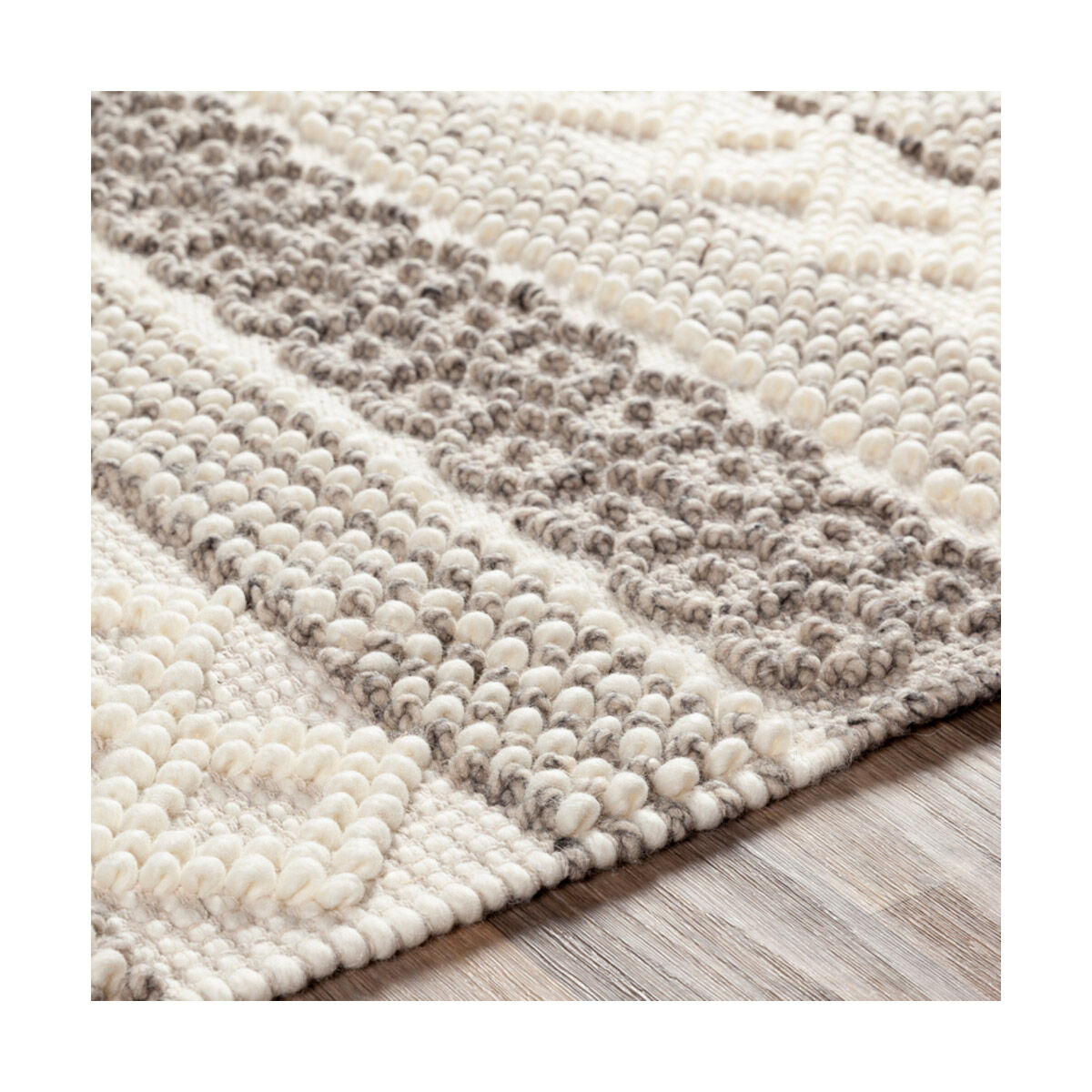 Farmhouse Neutrals 108 X 72 inch Cream/Oatmeal/Charcoal/Beige Handmade Rug in 6 x 9, Rectangle