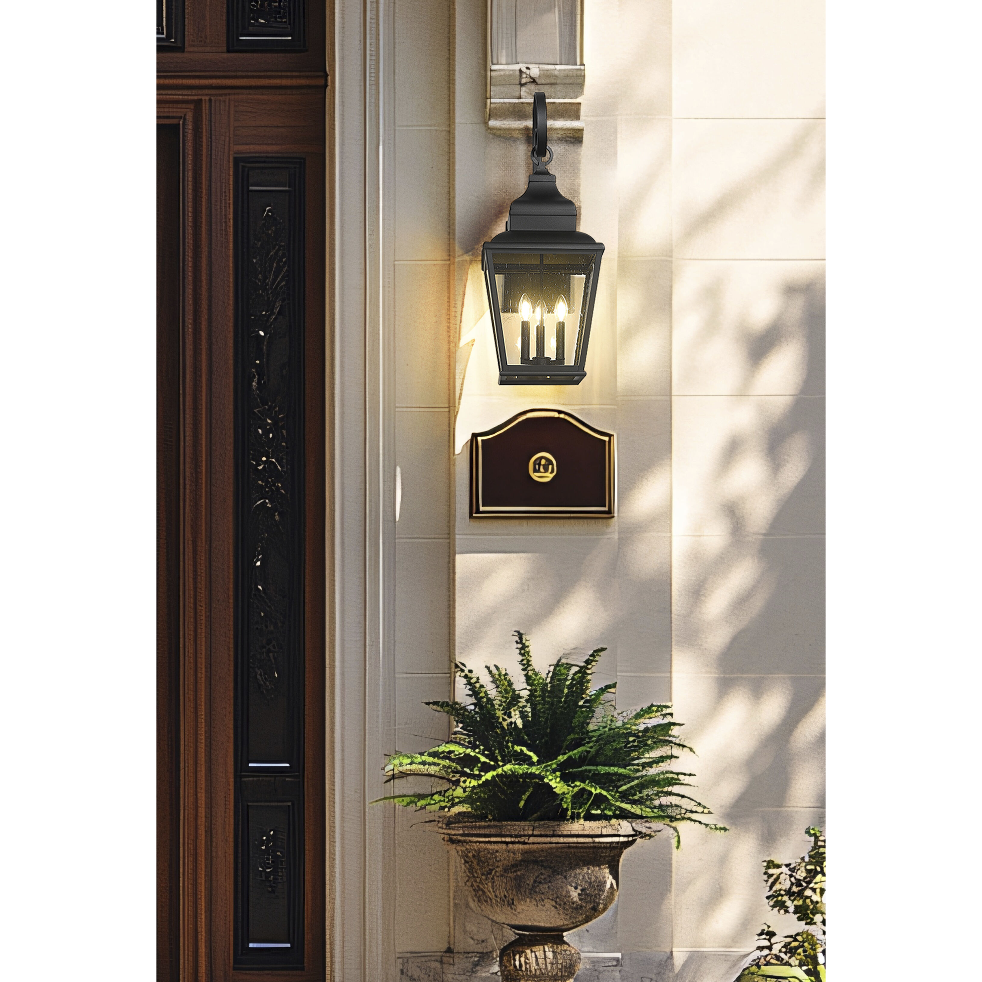Raphael 3 Light 30.5 inch Sand Black Outdoor Wall Light in Soft Sand Black