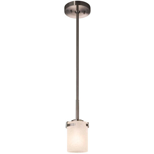 Fusion LED 4.5 inch Brushed Nickel Pendant Ceiling Light in 700 Lm LED, Frosted Crackle Fusion