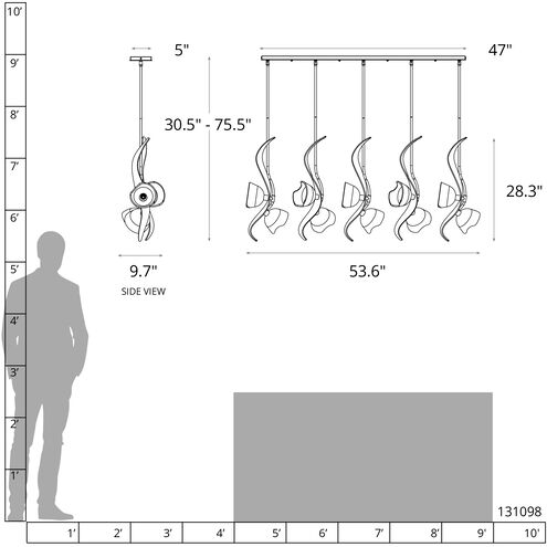 Mika 10 Light 53.6 inch Ink Pendant Ceiling Light