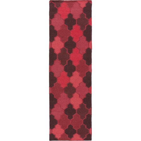Nia 96 X 30 inch Burgundy, Cherry, Dark Red, Rose, Bright Pink Rug
