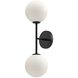 Alora Mood Cassia 2 Light 6 inch Matte Black Bath Vanity Light Wall Light in Opal Glass Shade