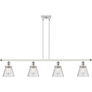 Ballston Small Cone 4 Light 48 inch White and Polished Chrome Island Light Ceiling Light in Seedy Glass