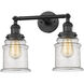 Franklin Restoration Canton 2 Light 6 inch Matte Black Bath Vanity Light Wall Light in Seedy Glass, Franklin Restoration
