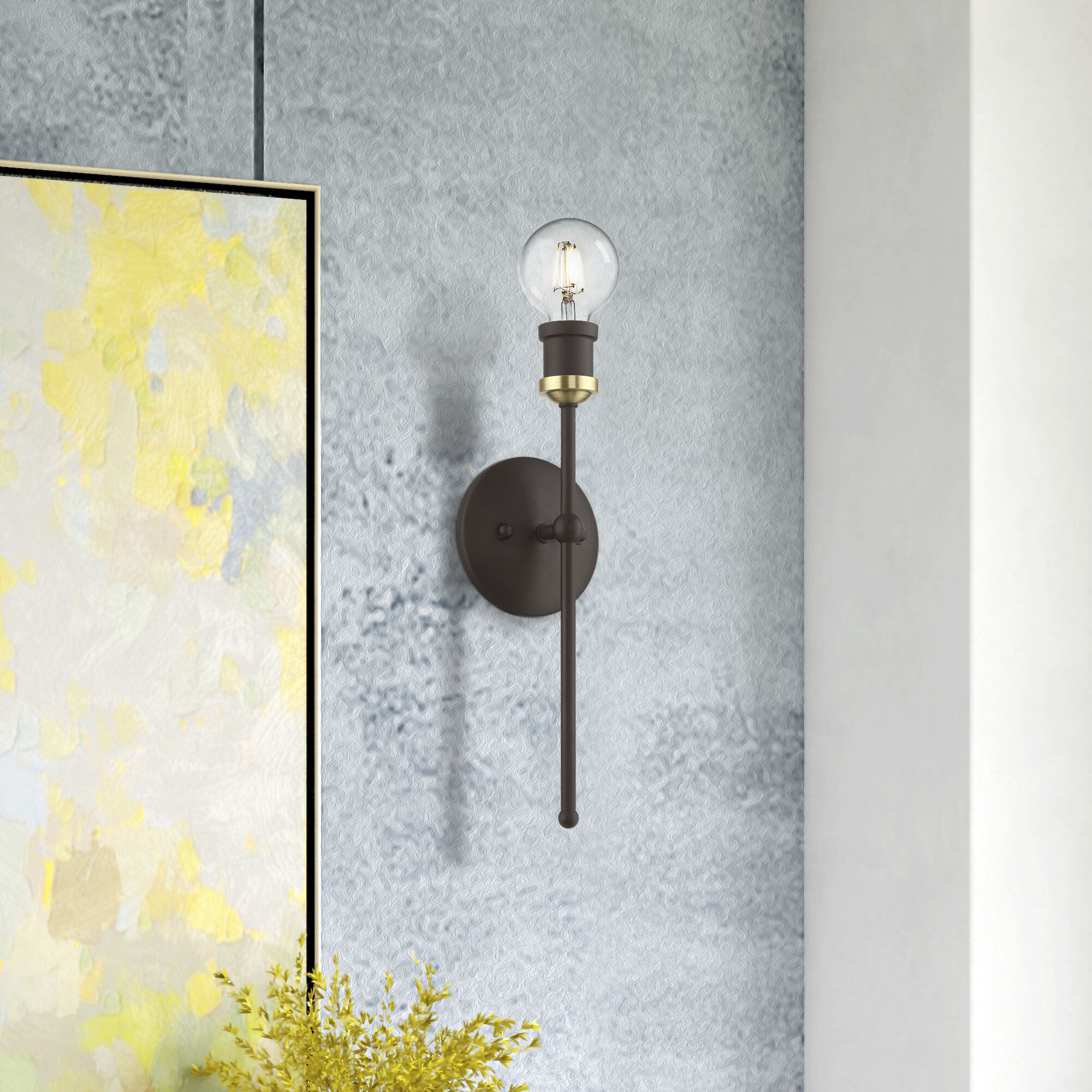 Lansdale 1 Light 5 inch Bronze with Antique Brass Accents ADA Single Sconce Wall Light, Single