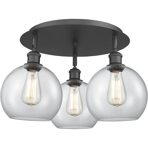 Athens 3 Light 19.75 inch Matte Black Flush Mount Ceiling Light in Clear